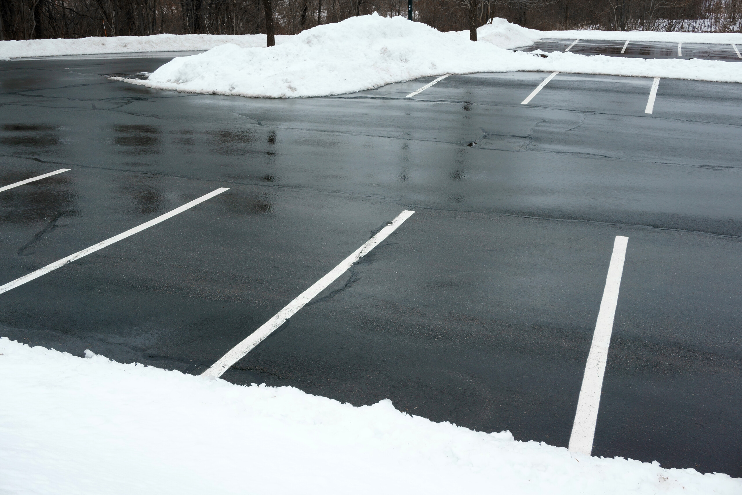 empty car park with snow removed