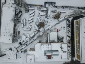 Lorry Loading Bays in snow