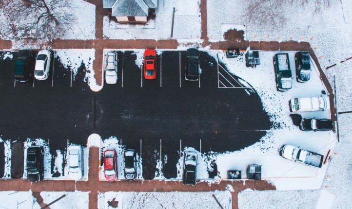 Snowy Covered Car Park
