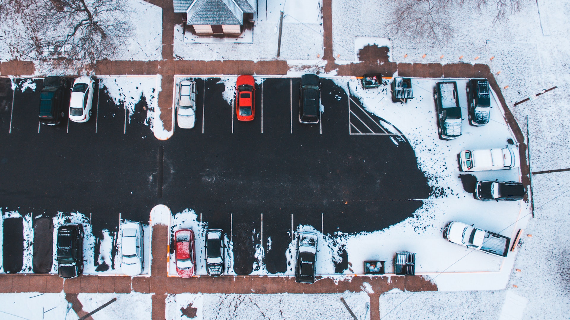 Snowy Covered Car Park